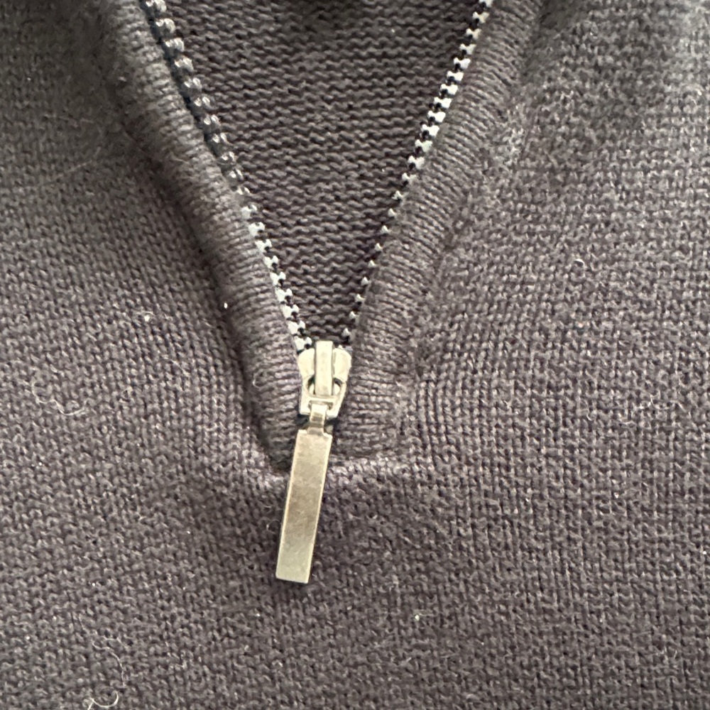 Men's Black and Gray Zip-Up Sweater - Picture 3 of 7